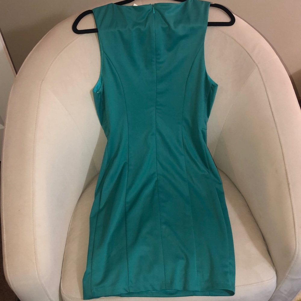 Gold studded turquoise dress - Picture 3 of 7